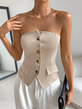 European and American cross-border women's fashionable and elegant front breasted backless top
