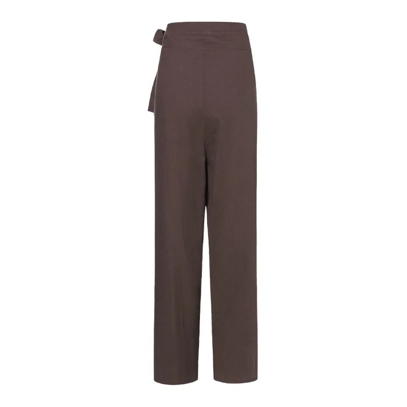 Women Solid Color Elastic Binding Foot Casual Pocket Pants Summer 2024 Elegant Lady Cotton Line High Wasit Women Pants