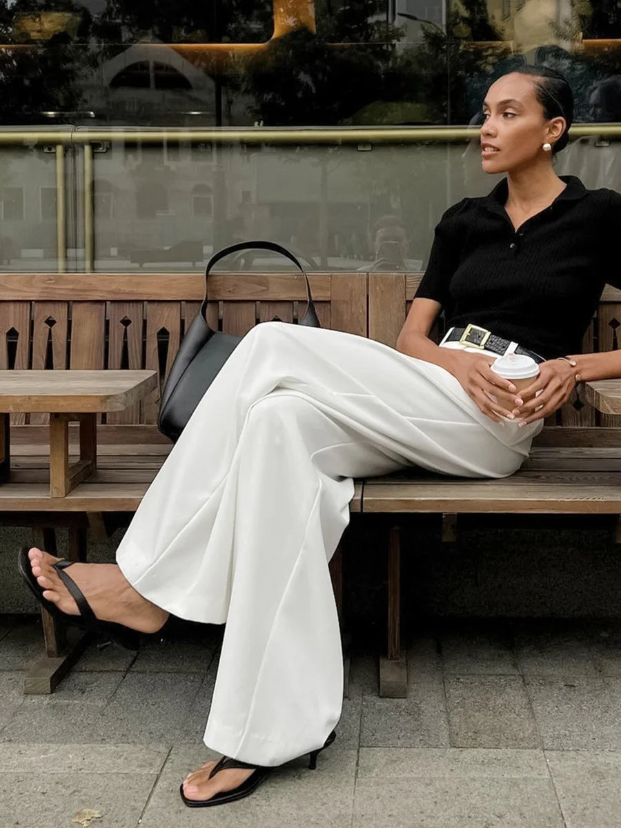 Light Luxury White Women Wide Leg Pants Spring and Autumn Temperament Versatile Commuting Leisure High Waist Straight Leg Pants