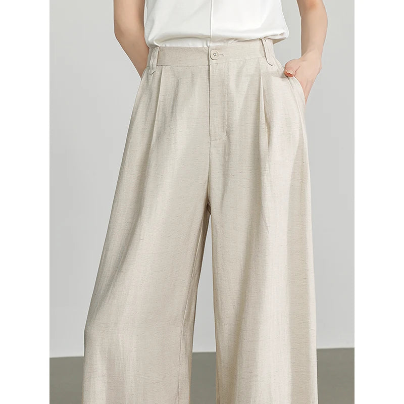 TOYOUTH Women Casual Pants 2024 Summer New Wide Leg Lightweight Linen Japanese Lazy Mountain Yamamoto Pants