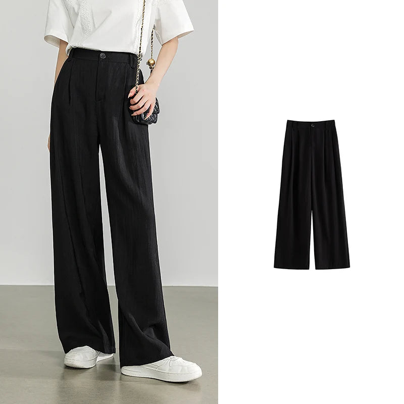 TOYOUTH Women Casual Pants 2024 Summer New Wide Leg Lightweight Linen Japanese Lazy Mountain Yamamoto Pants