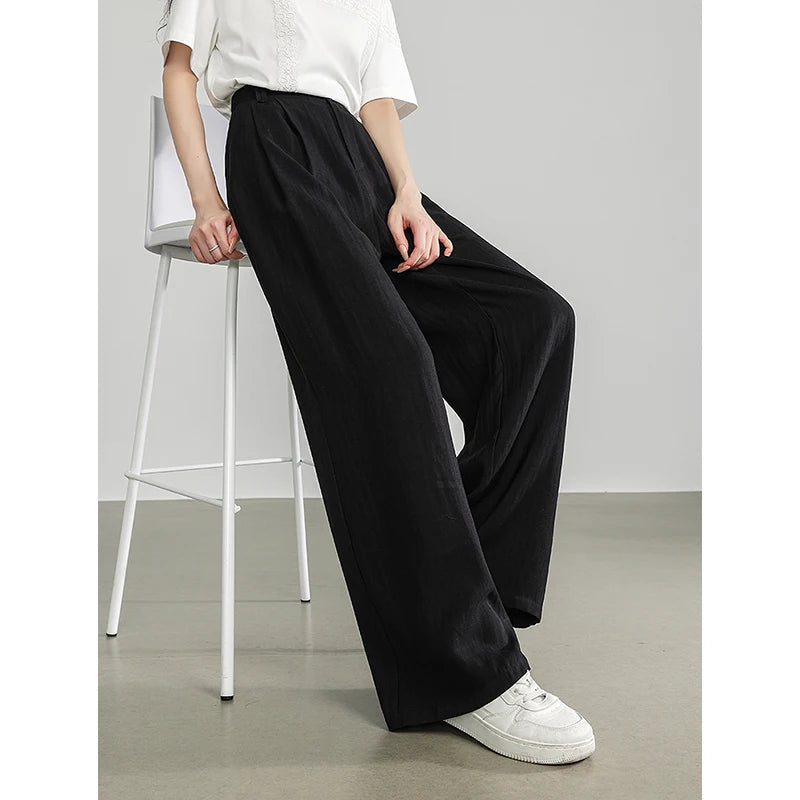 TOYOUTH Women Casual Pants 2024 Summer New Wide Leg Lightweight Linen Japanese Lazy Mountain Yamamoto Pants