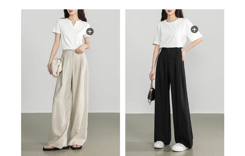 TOYOUTH Women Casual Pants 2024 Summer New Wide Leg Lightweight Linen Japanese Lazy Mountain Yamamoto Pants