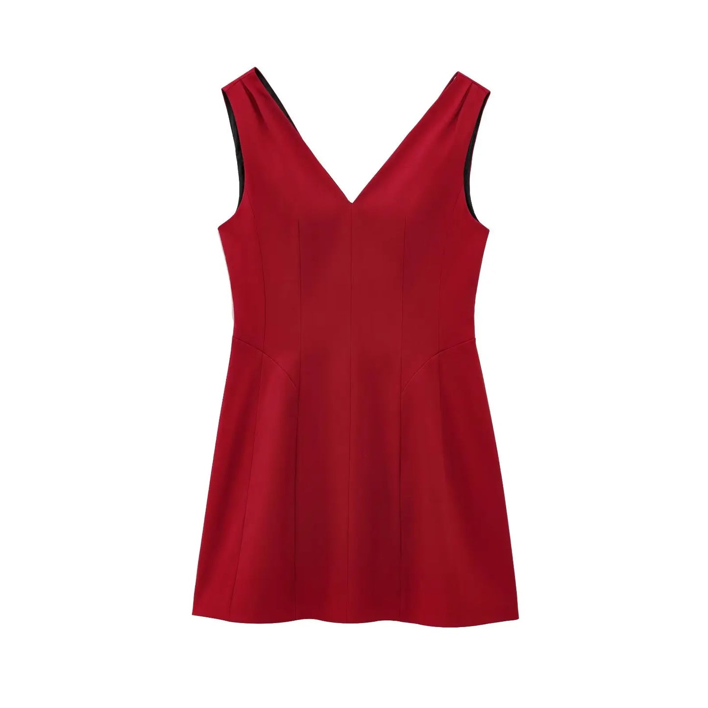 TRAFZA Summer Women V-Neck Sleeveless Backless Decorate Zipper Mini Dress Fashion Woman Sexy Dresses Street Style Party Dress