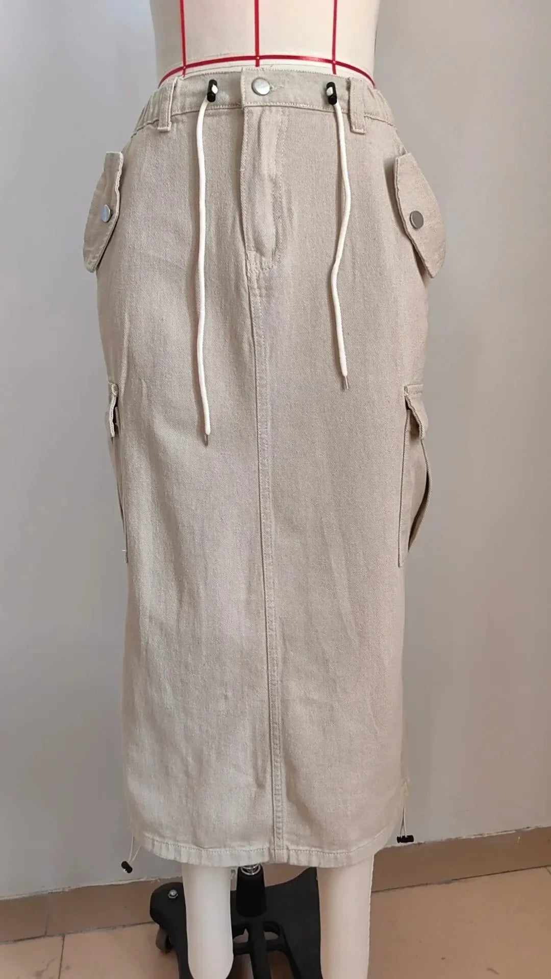 Leisure elastic waist work dress, fashionable women's mid length skirt