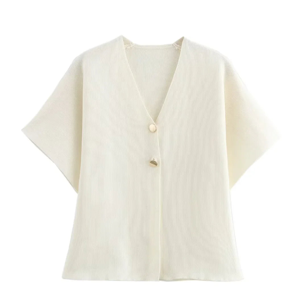 TRAF Crop Knitted Cardigan Women Autumn Short Sleeve Knit Ladies Outerwears Winter Button Bolero Cardigan Elegant Women Jackets