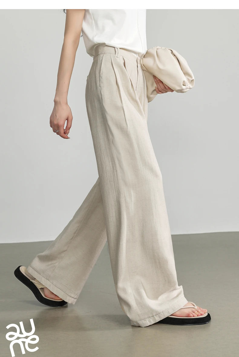 TOYOUTH Women Casual Pants 2024 Summer New Wide Leg Lightweight Linen Japanese Lazy Mountain Yamamoto Pants