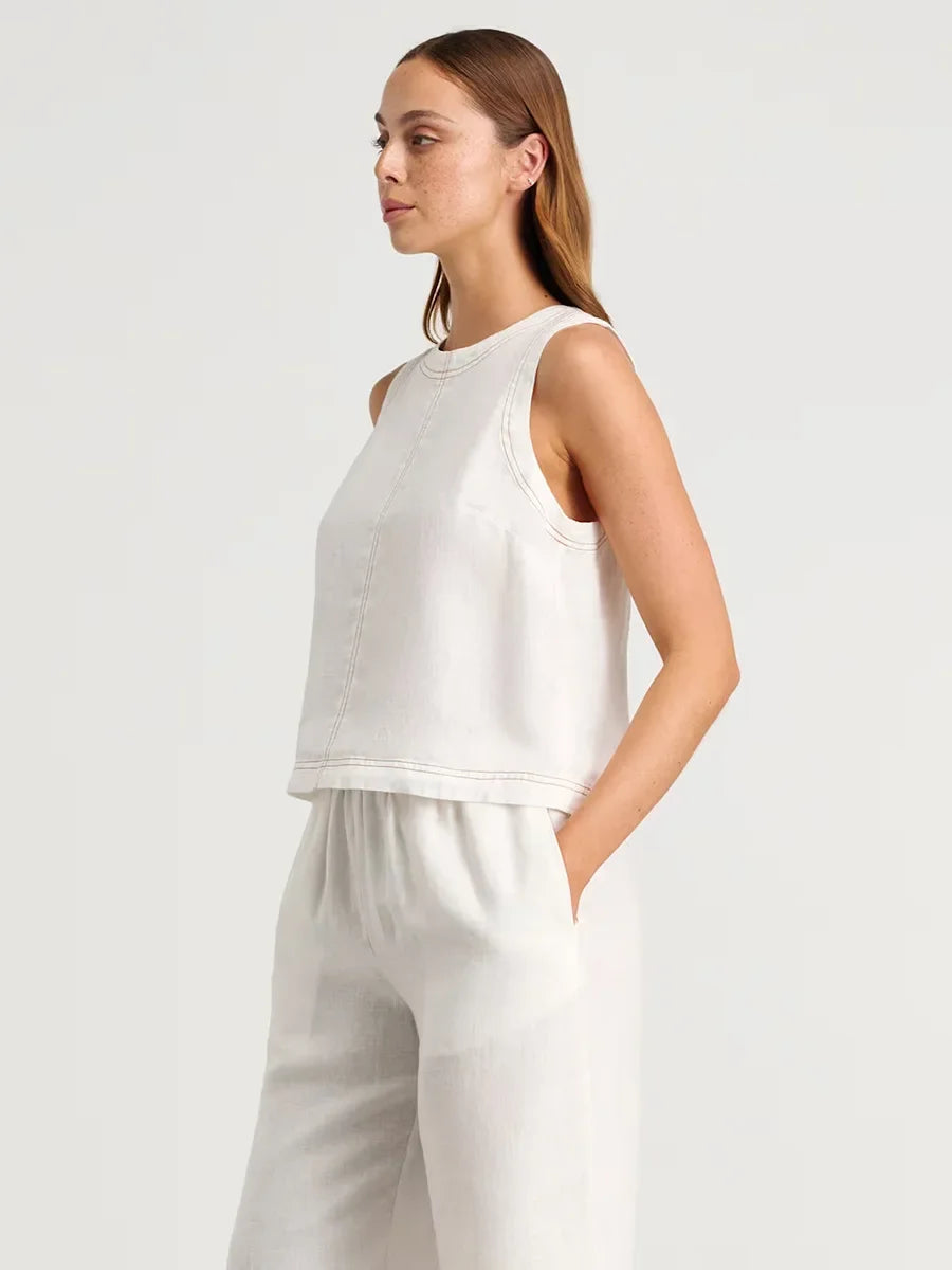 Wolfeel Cotton Linen Vest Wide Leg Long Pants Set Women's Pants Sleeveless Top Casual Suit 2025 Spring Summer New Pant Sets