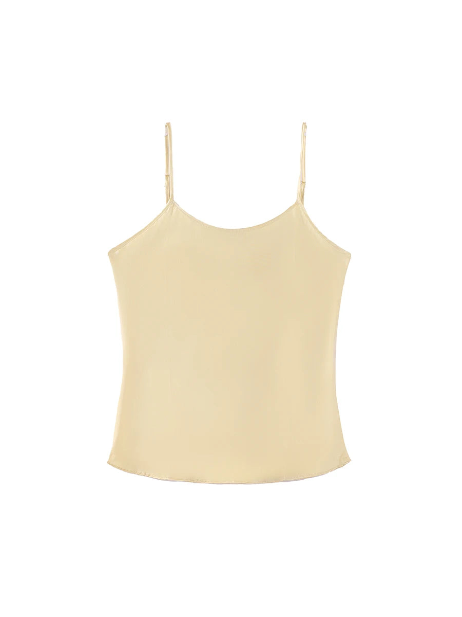 SuyaDream, Women 100%Real Silk Camisoles, 19MM, Solid Cozy Camis, 2024 Spring Summer Basic T shirts, White, Pink, Beige