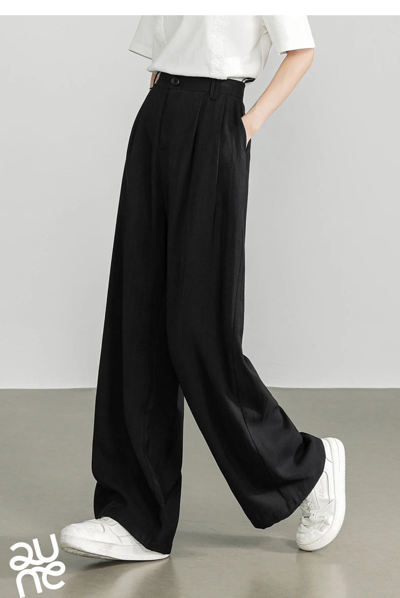 TOYOUTH Women Casual Pants 2024 Summer New Wide Leg Lightweight Linen Japanese Lazy Mountain Yamamoto Pants