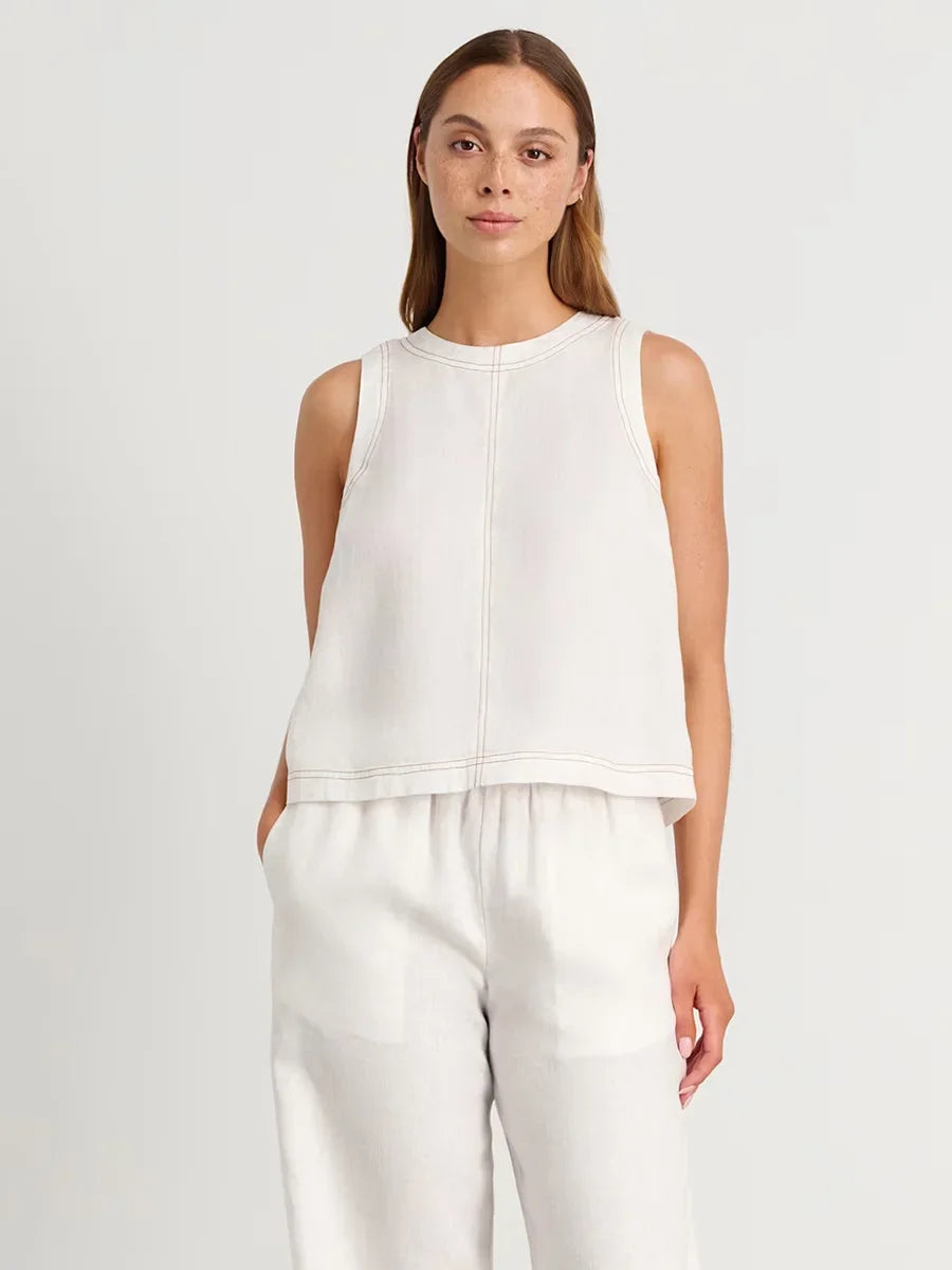 Wolfeel Cotton Linen Vest Wide Leg Long Pants Set Women's Pants Sleeveless Top Casual Suit 2025 Spring Summer New Pant Sets