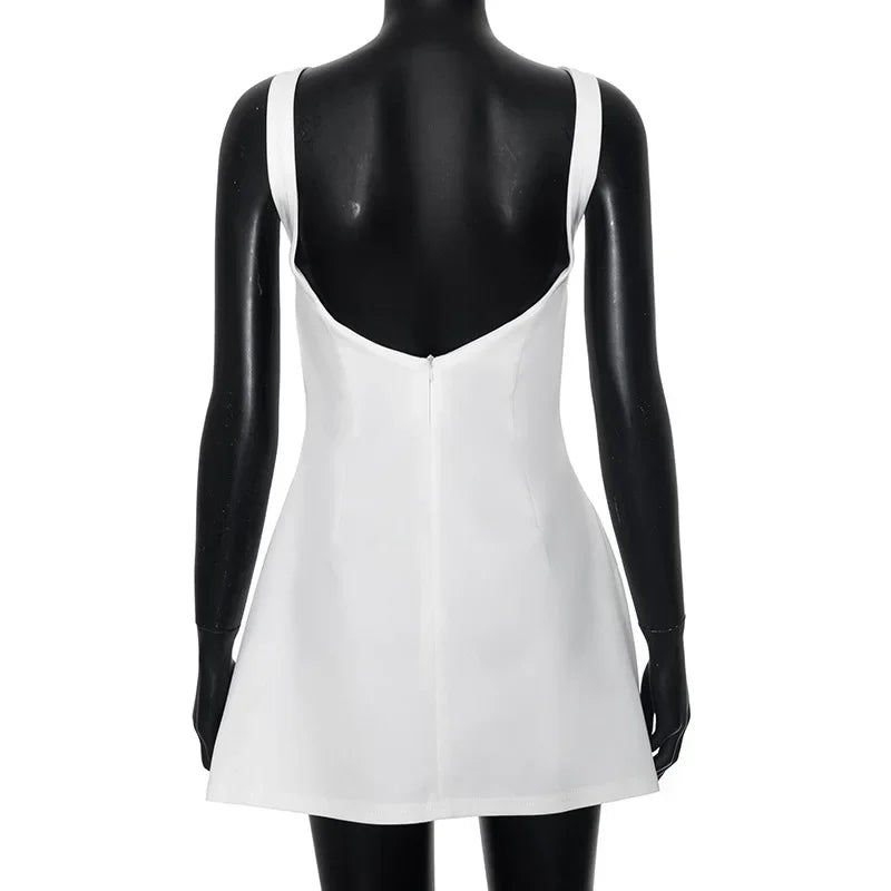 Trendix Slim Sleeveless Tank Dress Female 2024 Autumn Trendy High Waist Backless Mini Dresses Street Casual Vacation Party Dress