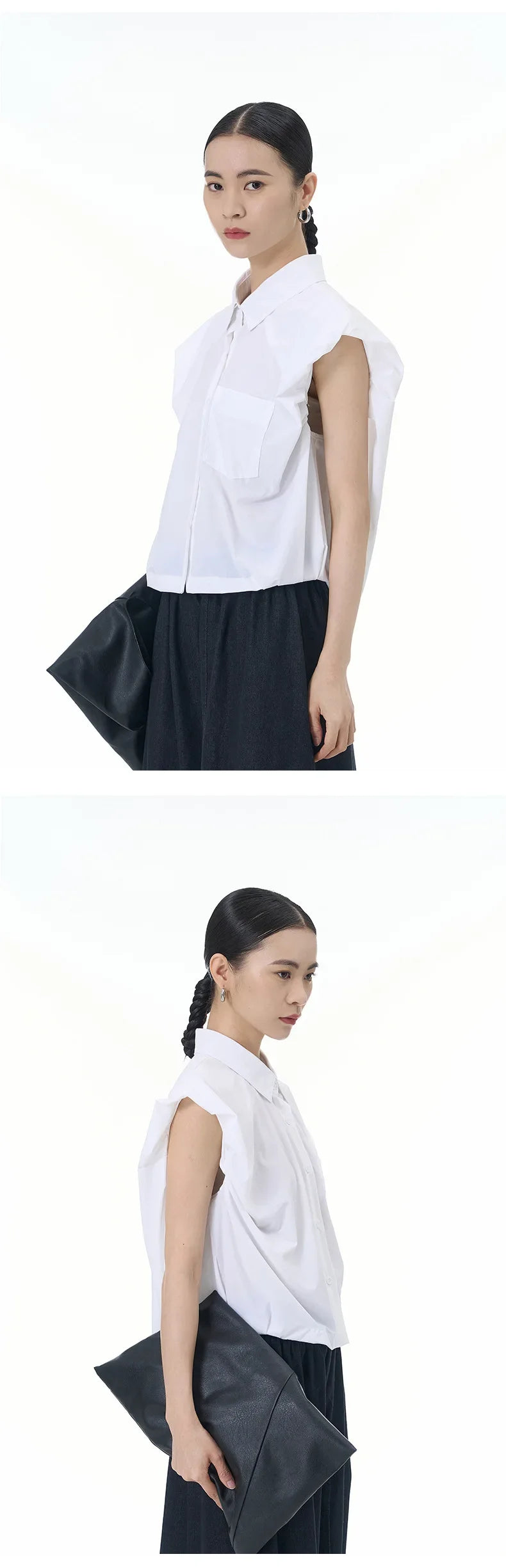 2024 Summer New Plus Size Women's Loose Fit Slimming Sleeveless Short Sleeve Shirt Cropped Trendy Cool Clothing