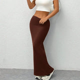 Sexy Women's Skirt Summer Solid New Streetwear Fashion Casual Slim Versatile Female Straight Skirt Elegant Simple Knitted Skirt