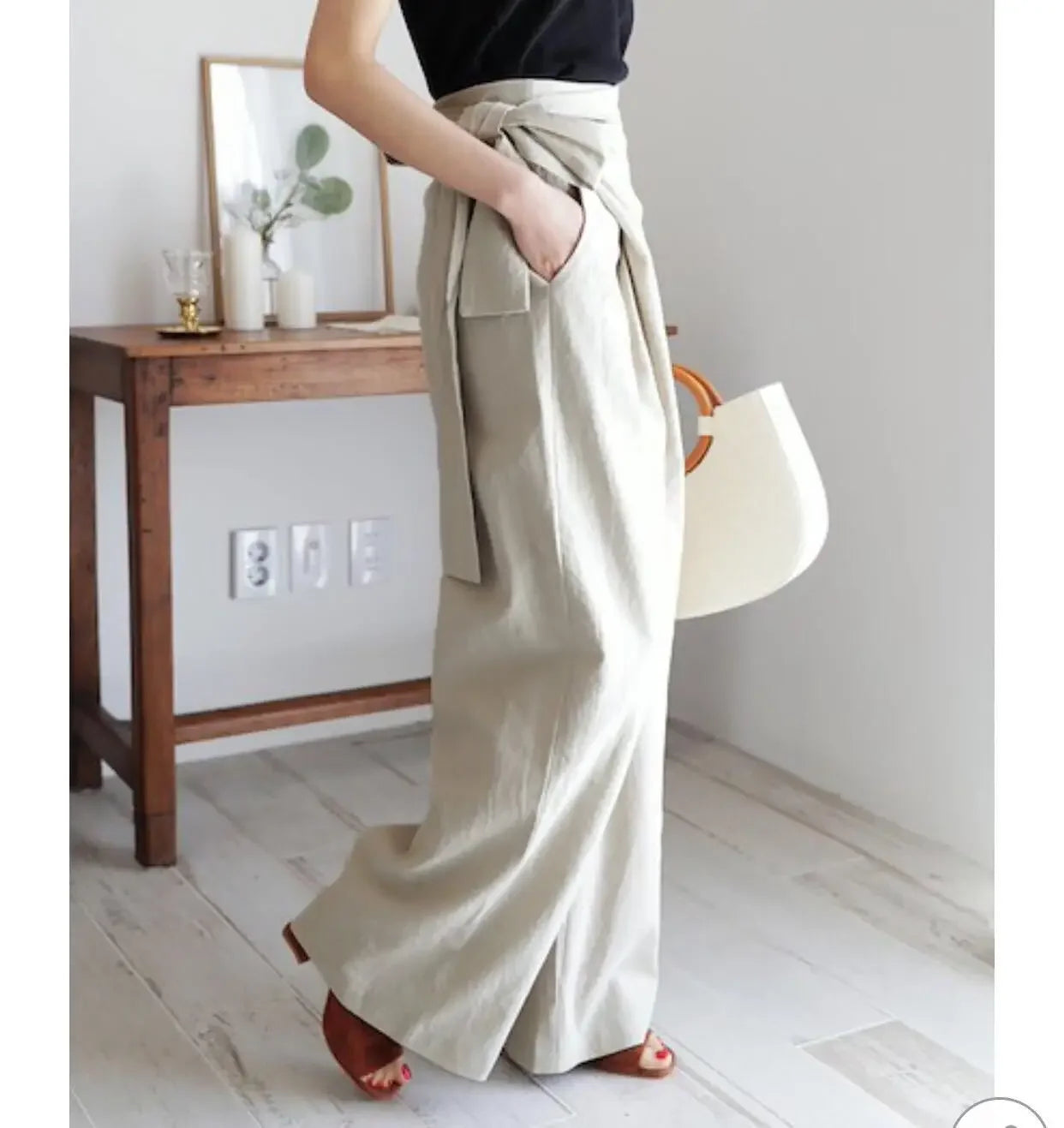 Korean Chic Style 2024 Solid Color High-waisted Women's Casual Fashionable Trousers 6 Colors In Stock