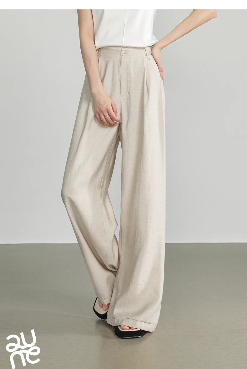 TOYOUTH Women Casual Pants 2024 Summer New Wide Leg Lightweight Linen Japanese Lazy Mountain Yamamoto Pants
