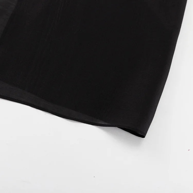 Tuularose Black Mesh Skirt Women's Sexy Perspective High Waist Slit Hip Cover Skirt Summer Fashion Casual Office Lady Skirt 2025