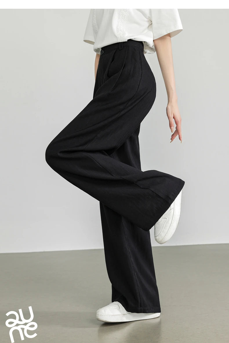 TOYOUTH Women Casual Pants 2024 Summer New Wide Leg Lightweight Linen Japanese Lazy Mountain Yamamoto Pants