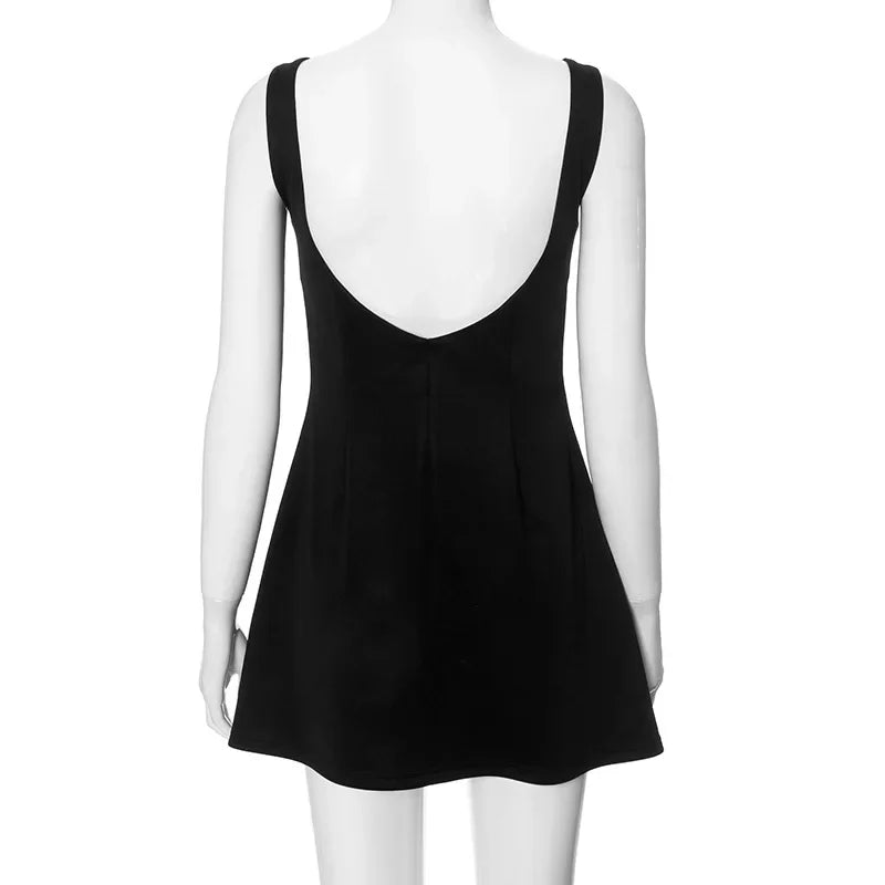 Trendix Slim Sleeveless Tank Dress Female 2024 Autumn Trendy High Waist Backless Mini Dresses Street Casual Vacation Party Dress