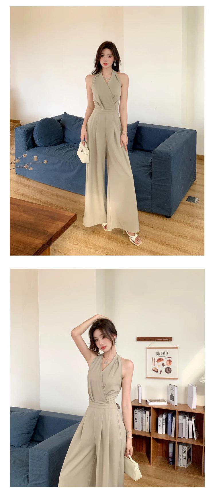 Fashion Elegant Women's Maxi Jumpsuits Style Formal Casual Hatler Bandage Bow Backless Long Pants Party Mujer Loose Rompers Lady