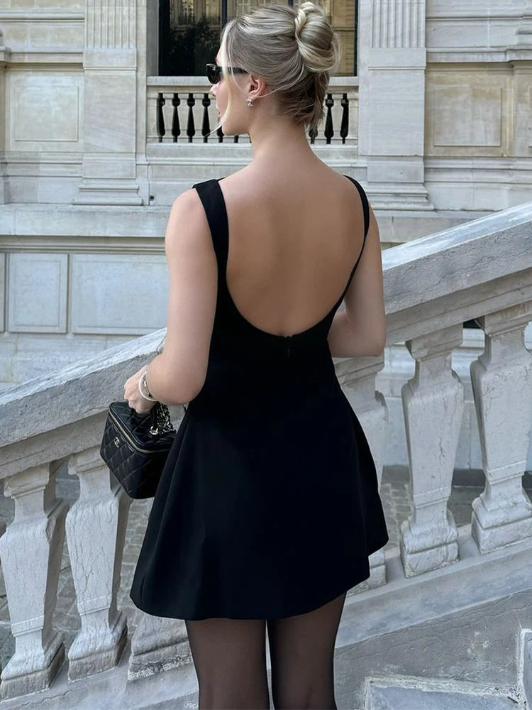 Trendix Slim Sleeveless Tank Dress Female 2024 Autumn Trendy High Waist Backless Mini Dresses Street Casual Vacation Party Dress