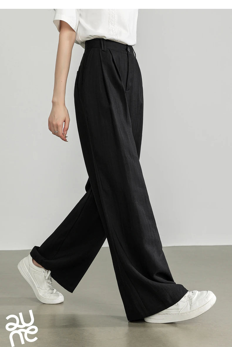 TOYOUTH Women Casual Pants 2024 Summer New Wide Leg Lightweight Linen Japanese Lazy Mountain Yamamoto Pants