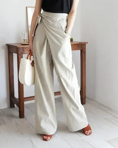 Korean Chic Style 2024 Solid Color High-waisted Women's Casual Fashionable Trousers 6 Colors In Stock
