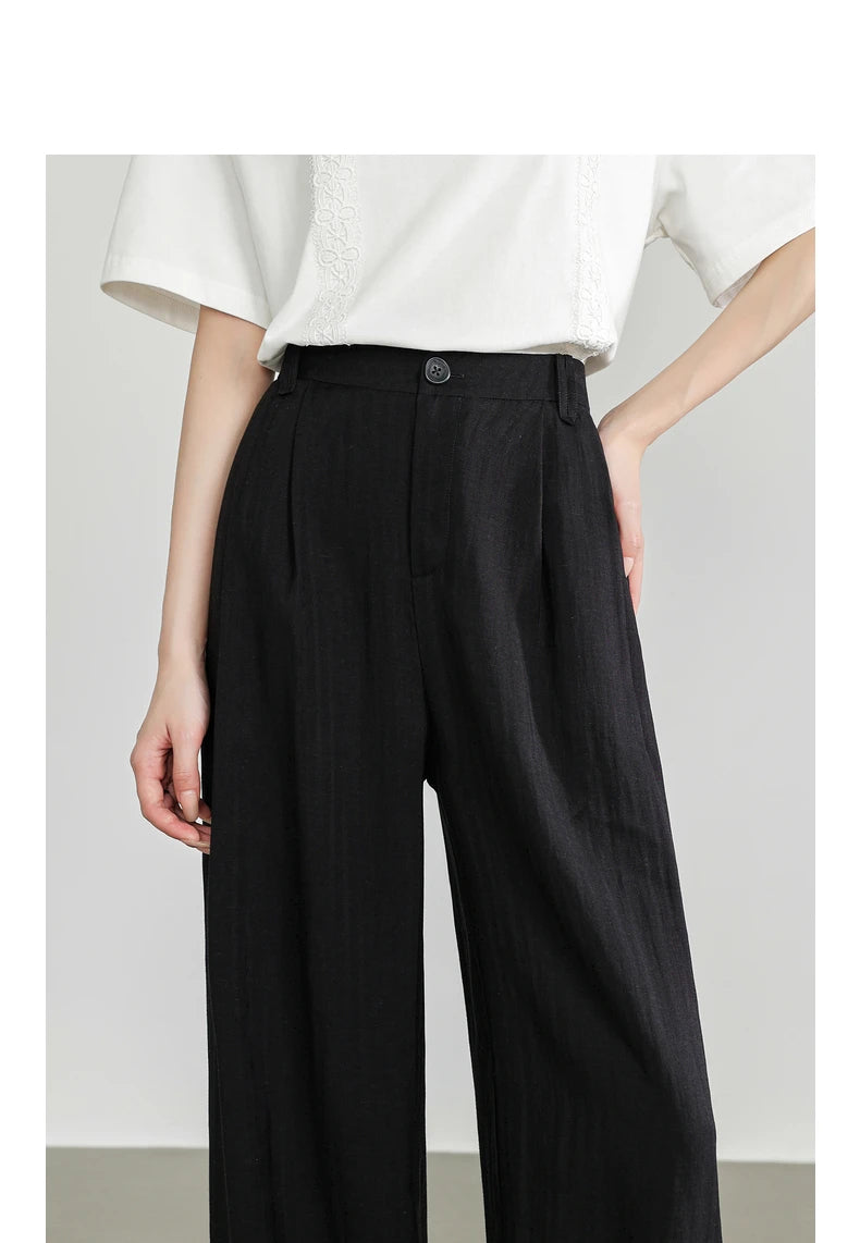 TOYOUTH Women Casual Pants 2024 Summer New Wide Leg Lightweight Linen Japanese Lazy Mountain Yamamoto Pants