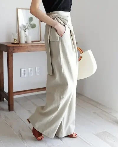 Korean Chic Style 2024 Solid Color High-waisted Women's Casual Fashionable Trousers 6 Colors In Stock
