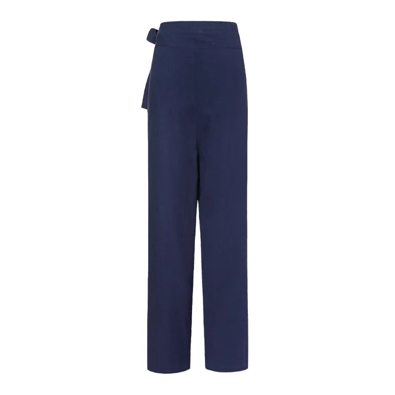 Women Solid Color Elastic Binding Foot Casual Pocket Pants Summer 2024 Elegant Lady Cotton Line High Wasit Women Pants