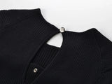 Black Knitted Long Dress Women's 2024 New Fashion Slim Button Maxi Dresses 5240160