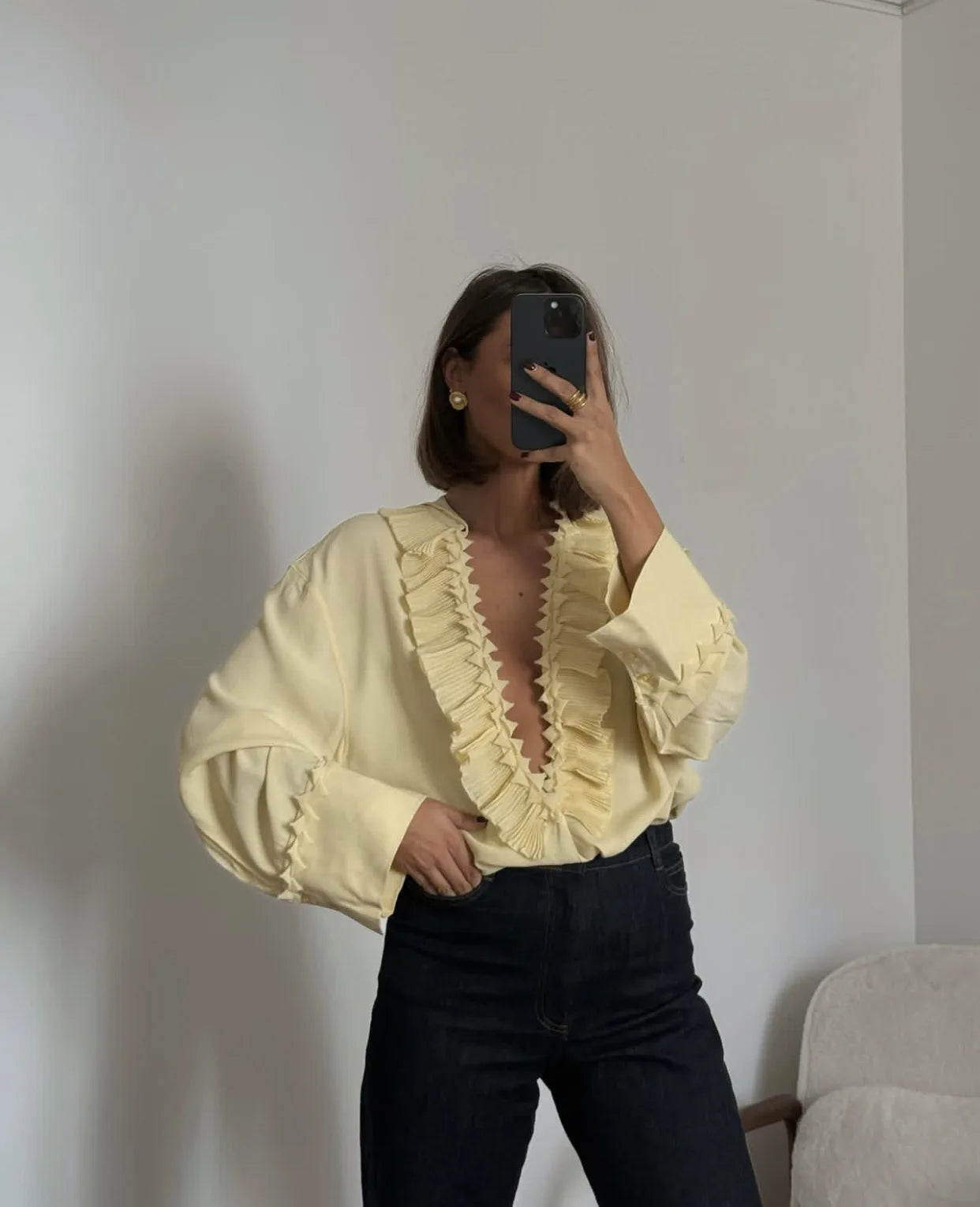 Talenza Casual Chiffon Shirt Women Fashion Pleated Lace-up Solid Lace Top Summer Vacation Loose Vintage Elegant Female Blouses
