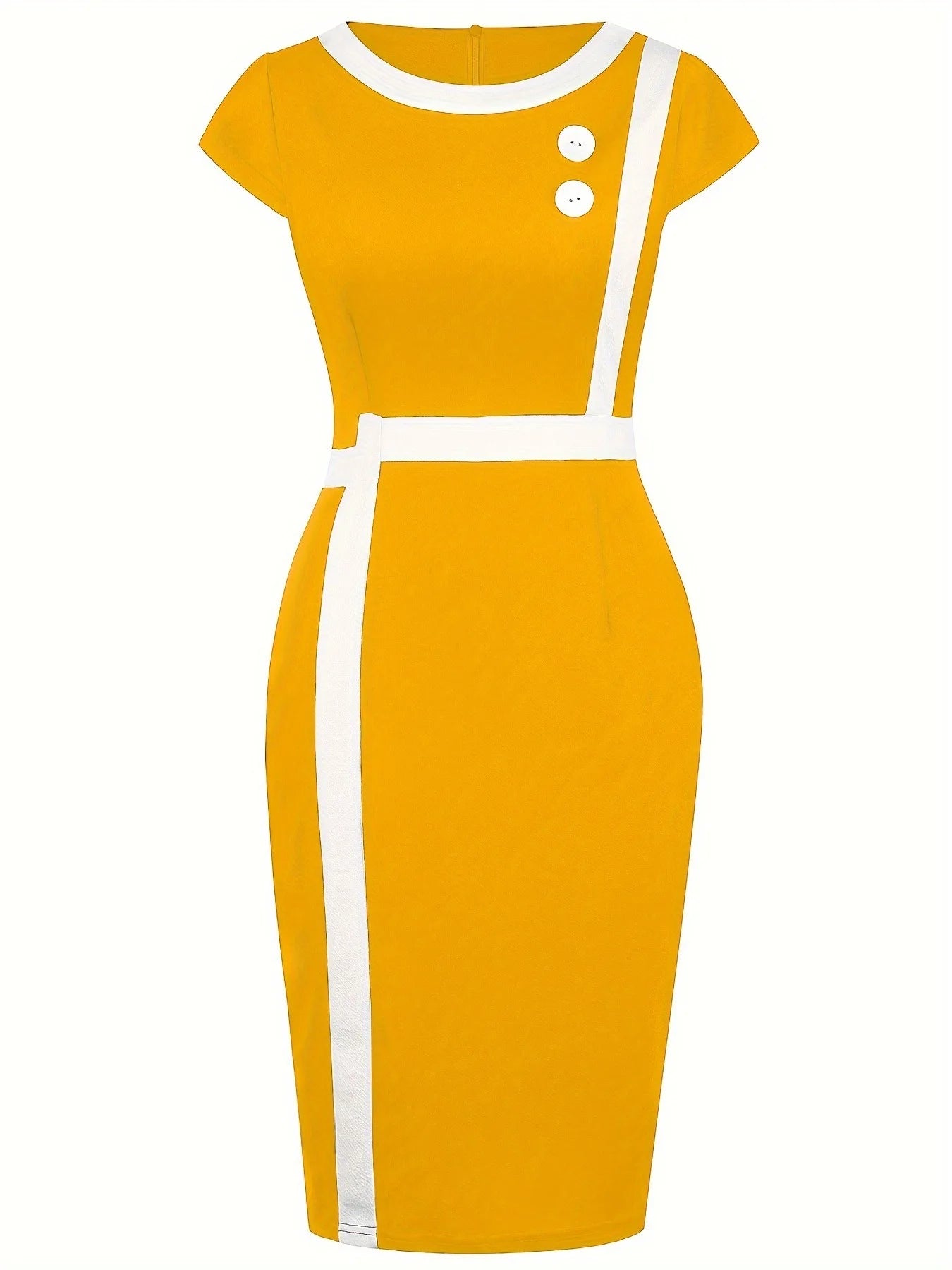 Elegant Patchwork Black White Dress Women Summer O-Neck Short Sleeve Slim Office Lady Pencil Bodycon Dresses Party Vestido