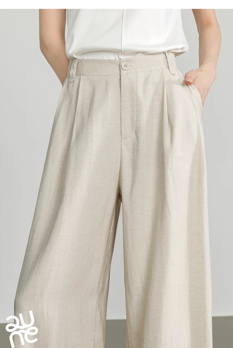 TOYOUTH Women Casual Pants 2024 Summer New Wide Leg Lightweight Linen Japanese Lazy Mountain Yamamoto Pants
