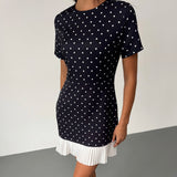 Elegant Retro Black Polka Dot Dress Women Office Style Sexy Short Summer Dresses Short Sleeve Polka Dot Beach Dress Women 2025