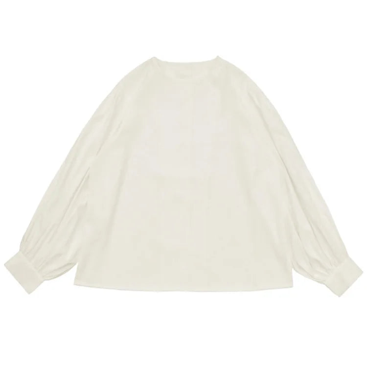 Japan Style Office Lady Elegant Vintage Blouse Women O-neck Loose Lantern Sleeve Shirts Solid All-amtch Blusas Autumn Ladies Top