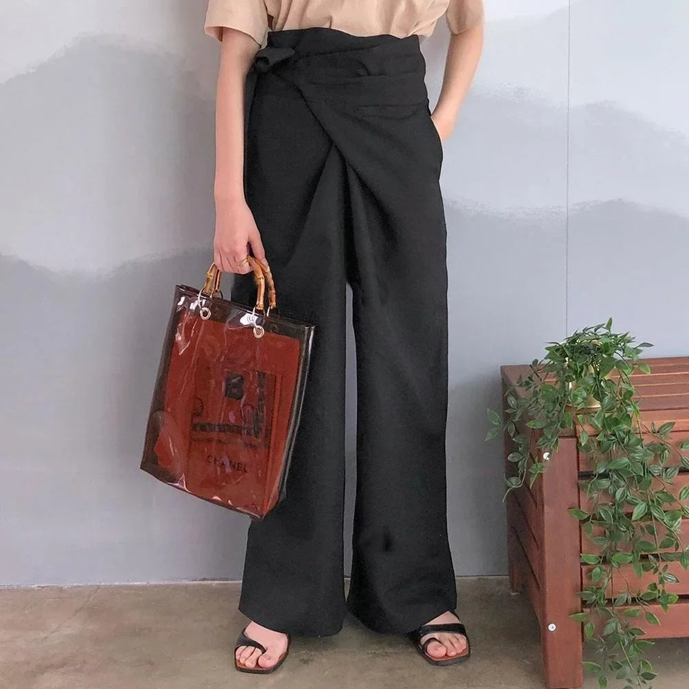 Korean Chic Style 2024 Solid Color High-waisted Women's Casual Fashionable Trousers 6 Colors In Stock