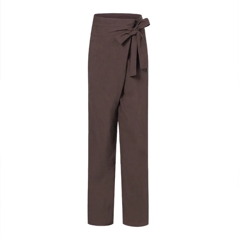 Women Solid Color Elastic Binding Foot Casual Pocket Pants Summer 2024 Elegant Lady Cotton Line High Wasit Women Pants