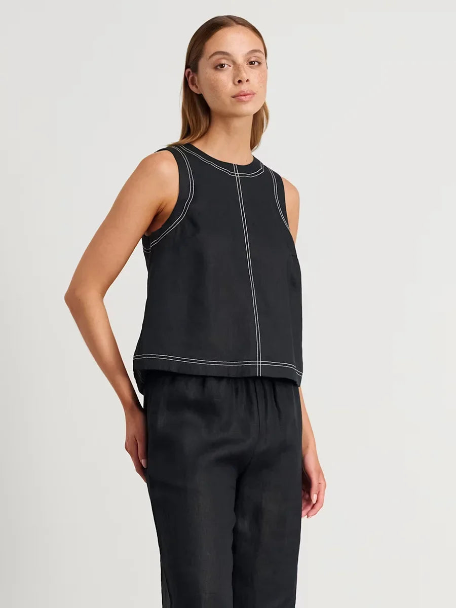 Wolfeel Cotton Linen Vest Wide Leg Long Pants Set Women's Pants Sleeveless Top Casual Suit 2025 Spring Summer New Pant Sets