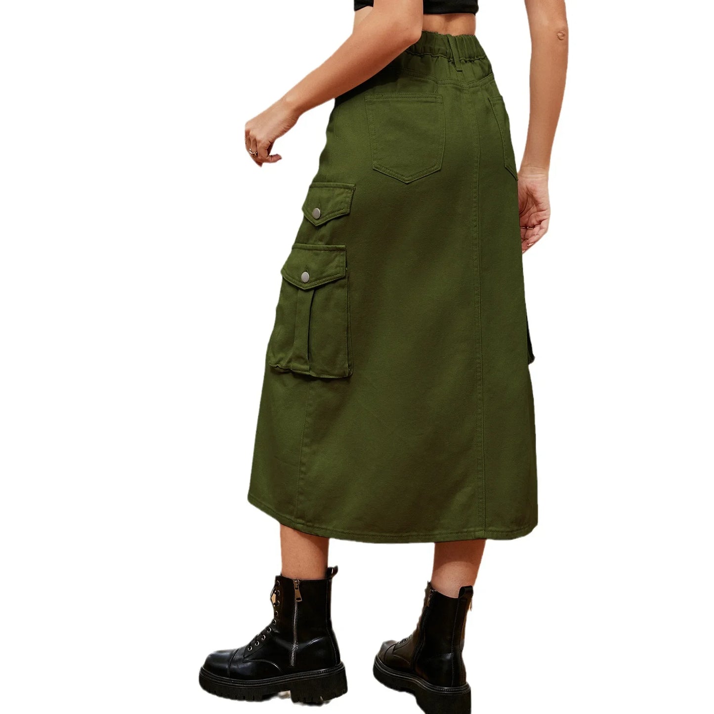 American Style Elastic Waist Denim Workwear Casual Long Dress Skirt New Arrival Women's Clothing European And American Crossbody