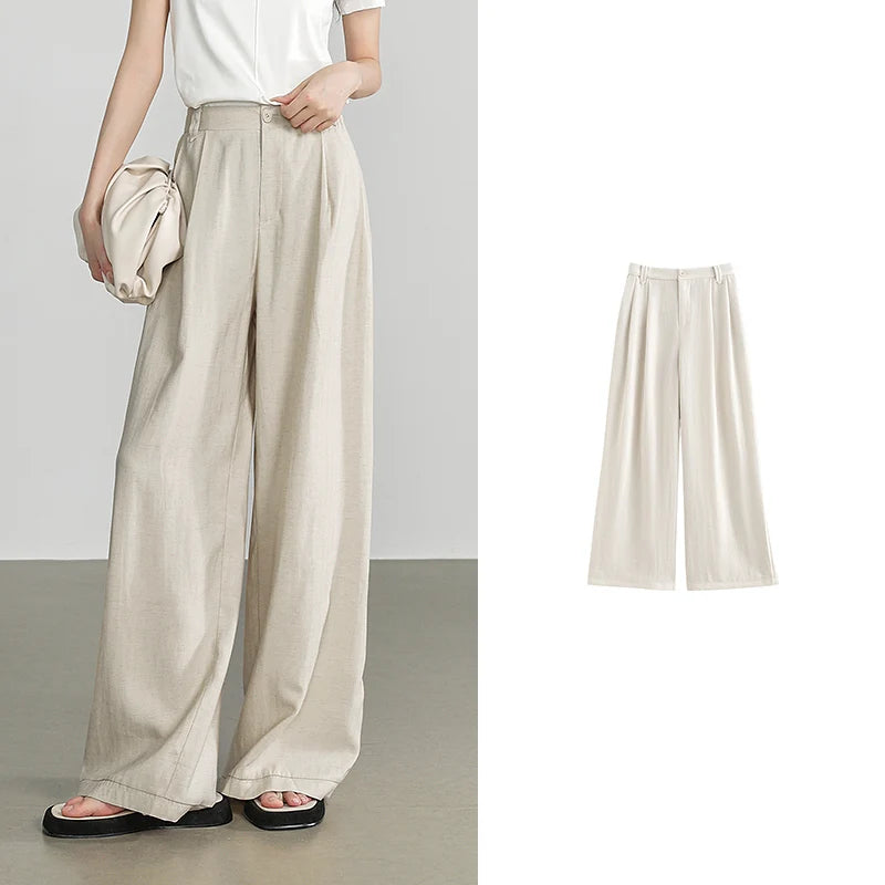 TOYOUTH Women Casual Pants 2024 Summer New Wide Leg Lightweight Linen Japanese Lazy Mountain Yamamoto Pants