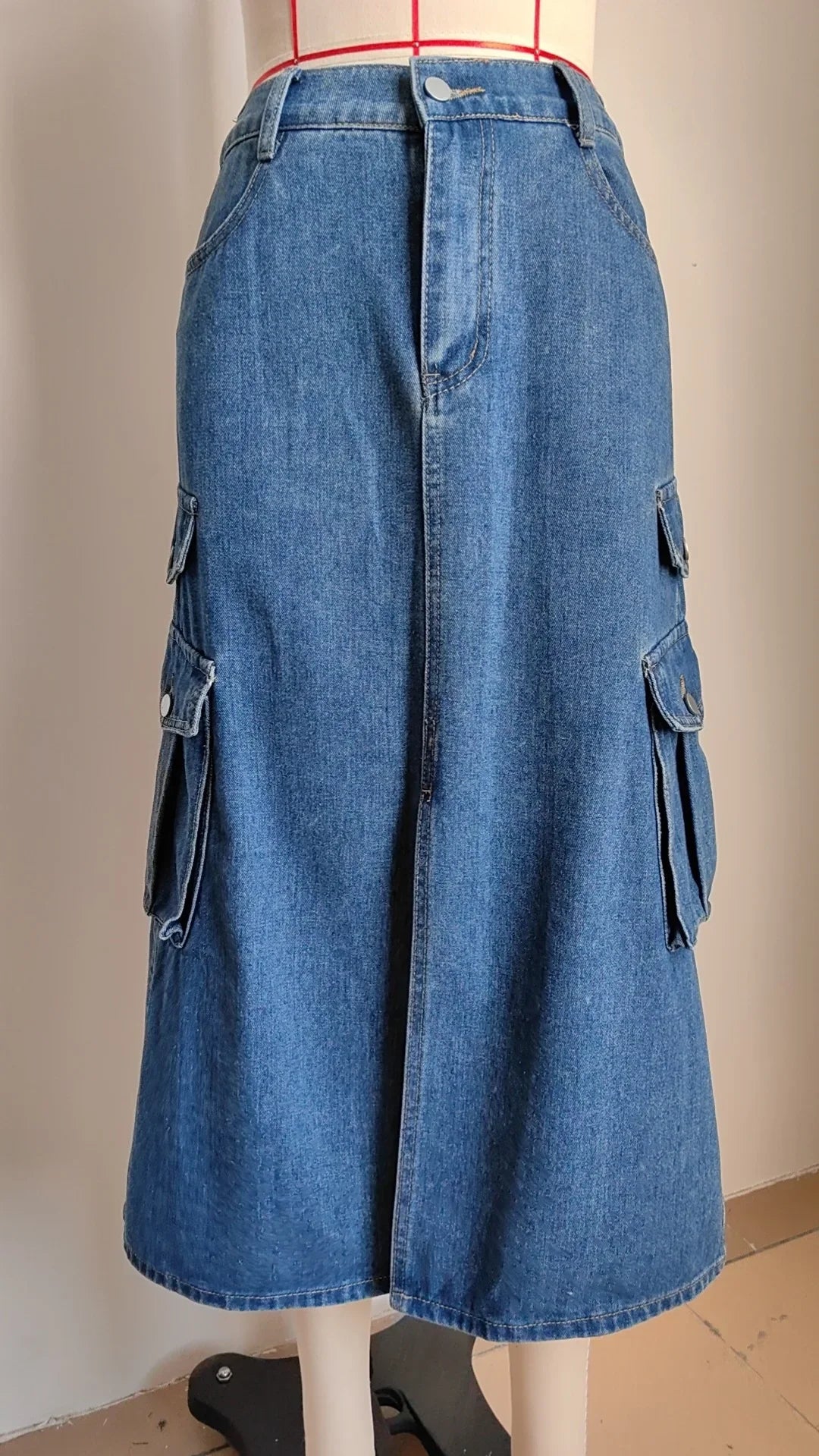 American Style Elastic Waist Denim Workwear Casual Long Dress Skirt New Arrival Women's Clothing European And American Crossbody