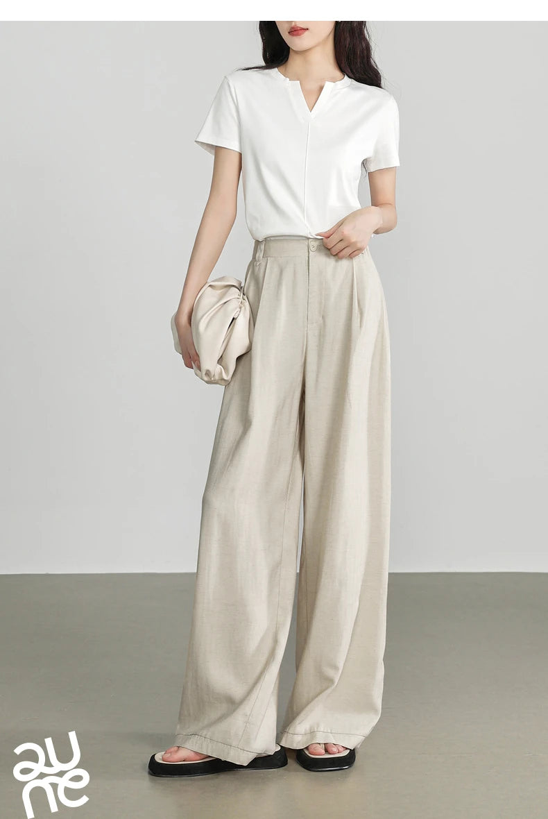 TOYOUTH Women Casual Pants 2024 Summer New Wide Leg Lightweight Linen Japanese Lazy Mountain Yamamoto Pants