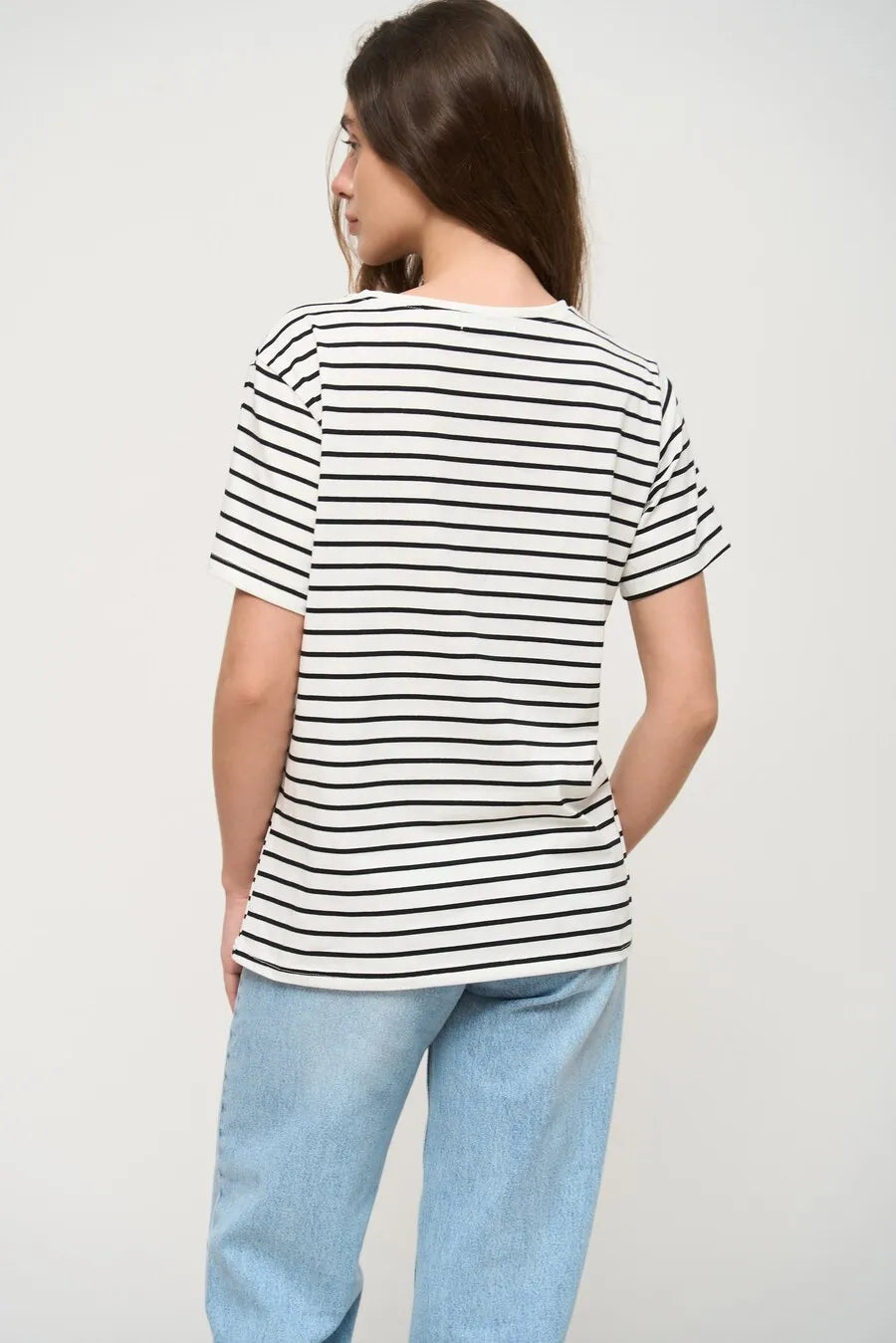 Wolfeel Summer Short Sleeve Striped T-Shirts Women Knitted Basic Casual Tops Female Cozy Loose Cotton Tees