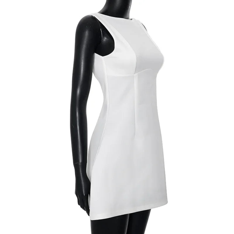 Trendix Slim Sleeveless Tank Dress Female 2024 Autumn Trendy High Waist Backless Mini Dresses Street Casual Vacation Party Dress