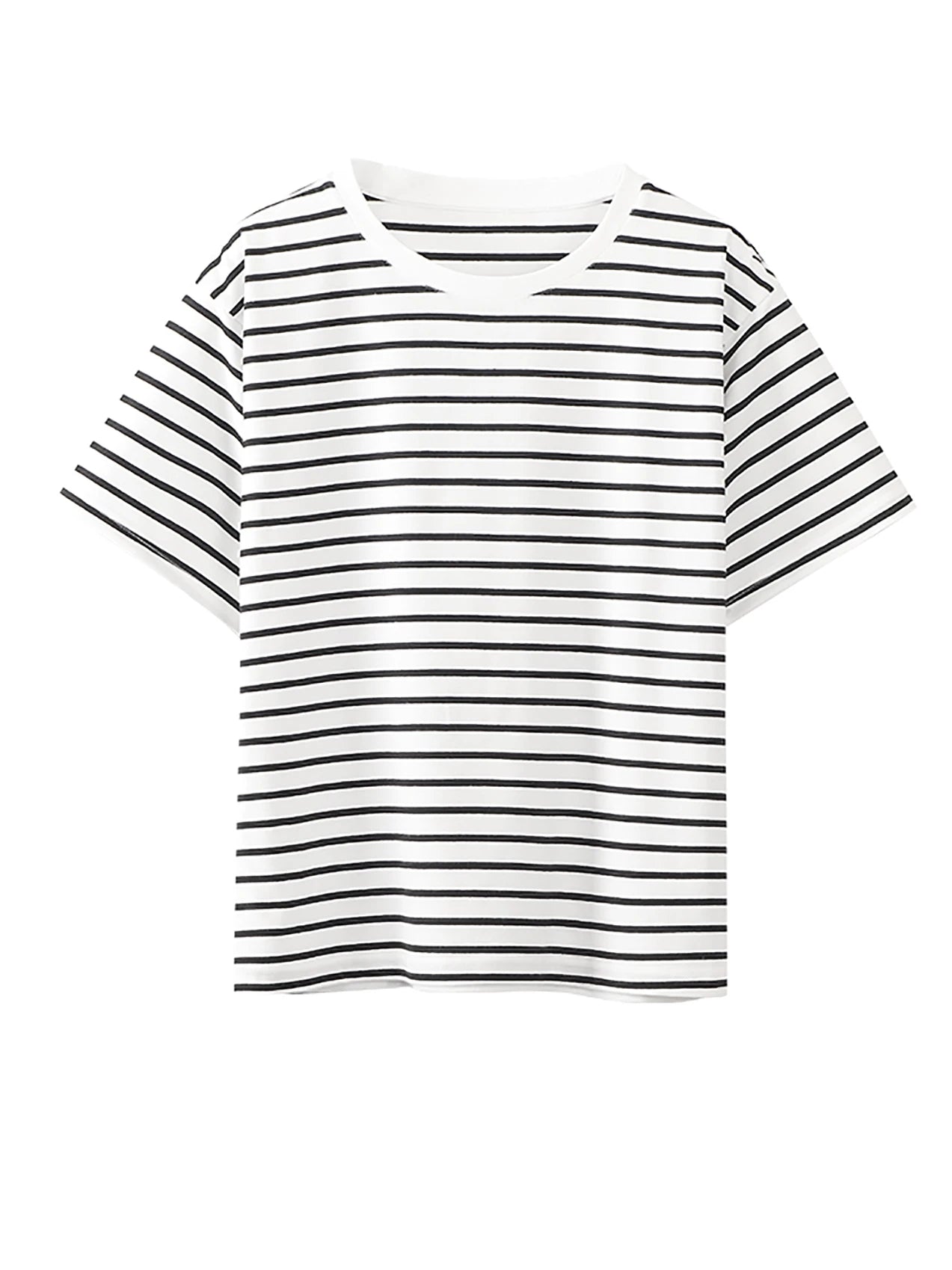 Wolfeel Summer Short Sleeve Striped T-Shirts Women Knitted Basic Casual Tops Female Cozy Loose Cotton Tees