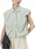 2024 Summer New Plus Size Women's Loose Fit Slimming Sleeveless Short Sleeve Shirt Cropped Trendy Cool Clothing