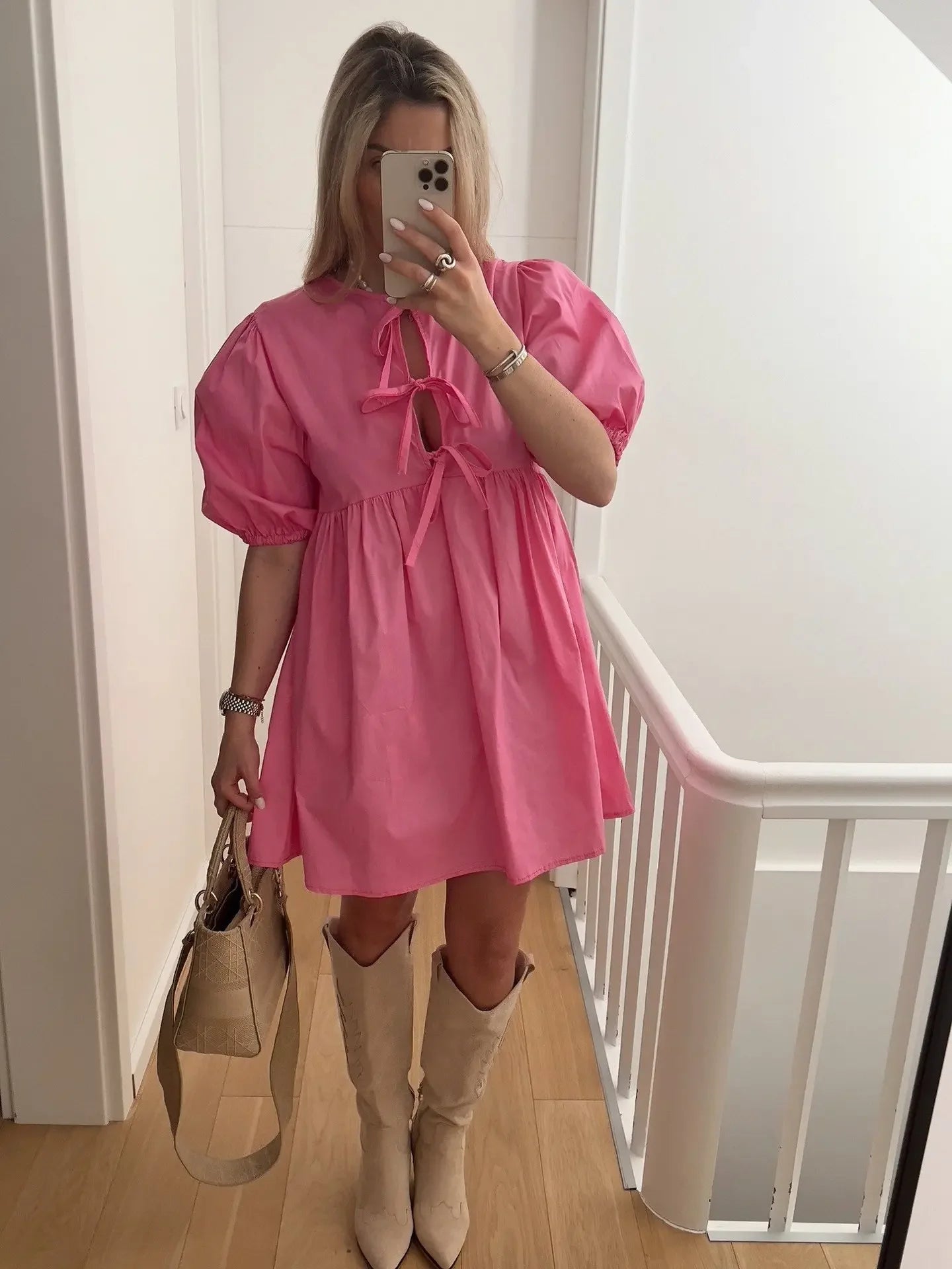 Elegant Fashion Women's Dress Cross-Border Butterfly Knot Front Strap Simple Style Chinese Origin Clothing Ladies' Skirt