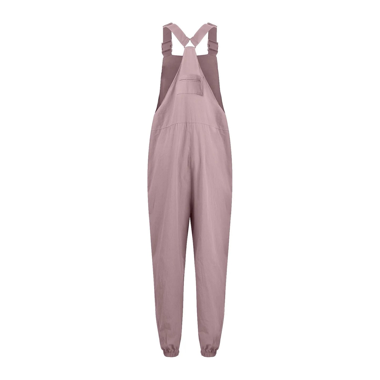 Women'S Jumpsuits Summer Fashion Casual Loose Wide Leg Jumpsuits Solid Color Insert Pockets Retro Button Strap Jumpsuits