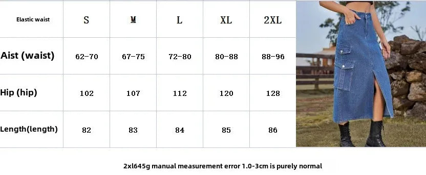 American Style Elastic Waist Denim Workwear Casual Long Dress Skirt New Arrival Women's Clothing European And American Crossbody